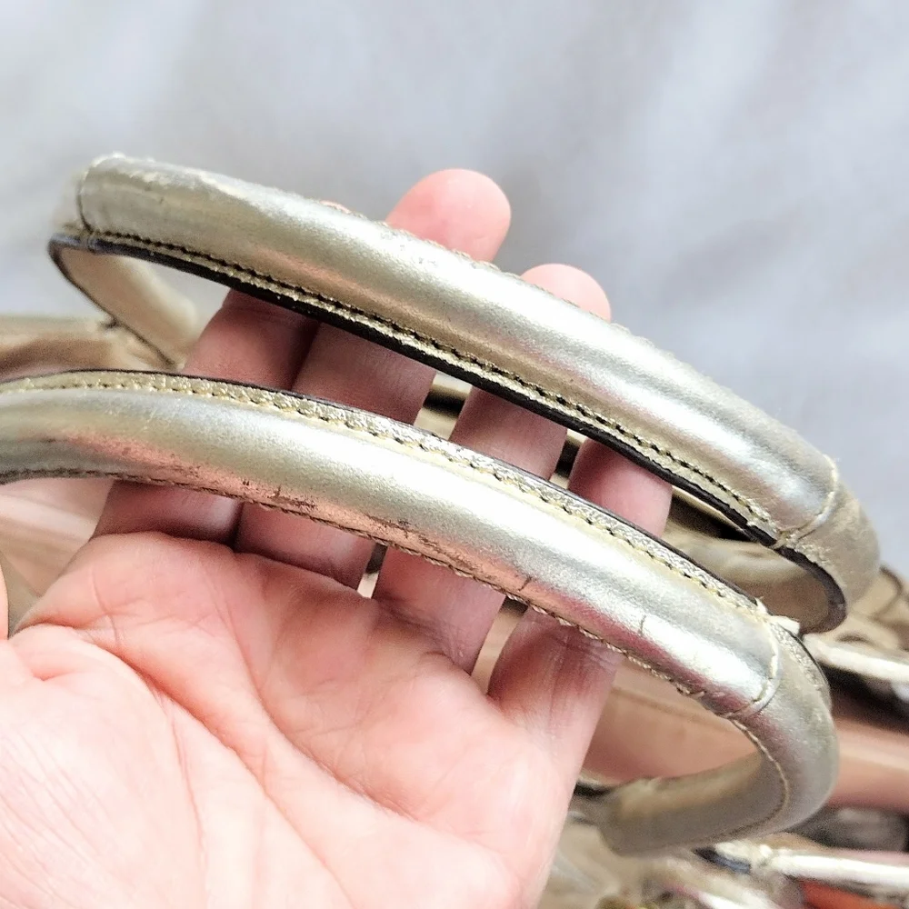 Coach Bleecker Khaki Signature Patchwork Floral Metallic Gold Tote Bag Y2K - Picture 11 of 15